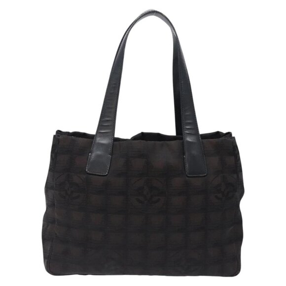 CHANEL New Travel Line Tote Bag Nylon Dark Brown Black CC Auth - Picture 3 of 16